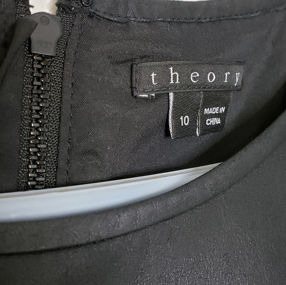 Theory Black Leather Dress Orinthia Sheath Evening Clubbing Luxury Mobwife Chic - Picture 4 of 13